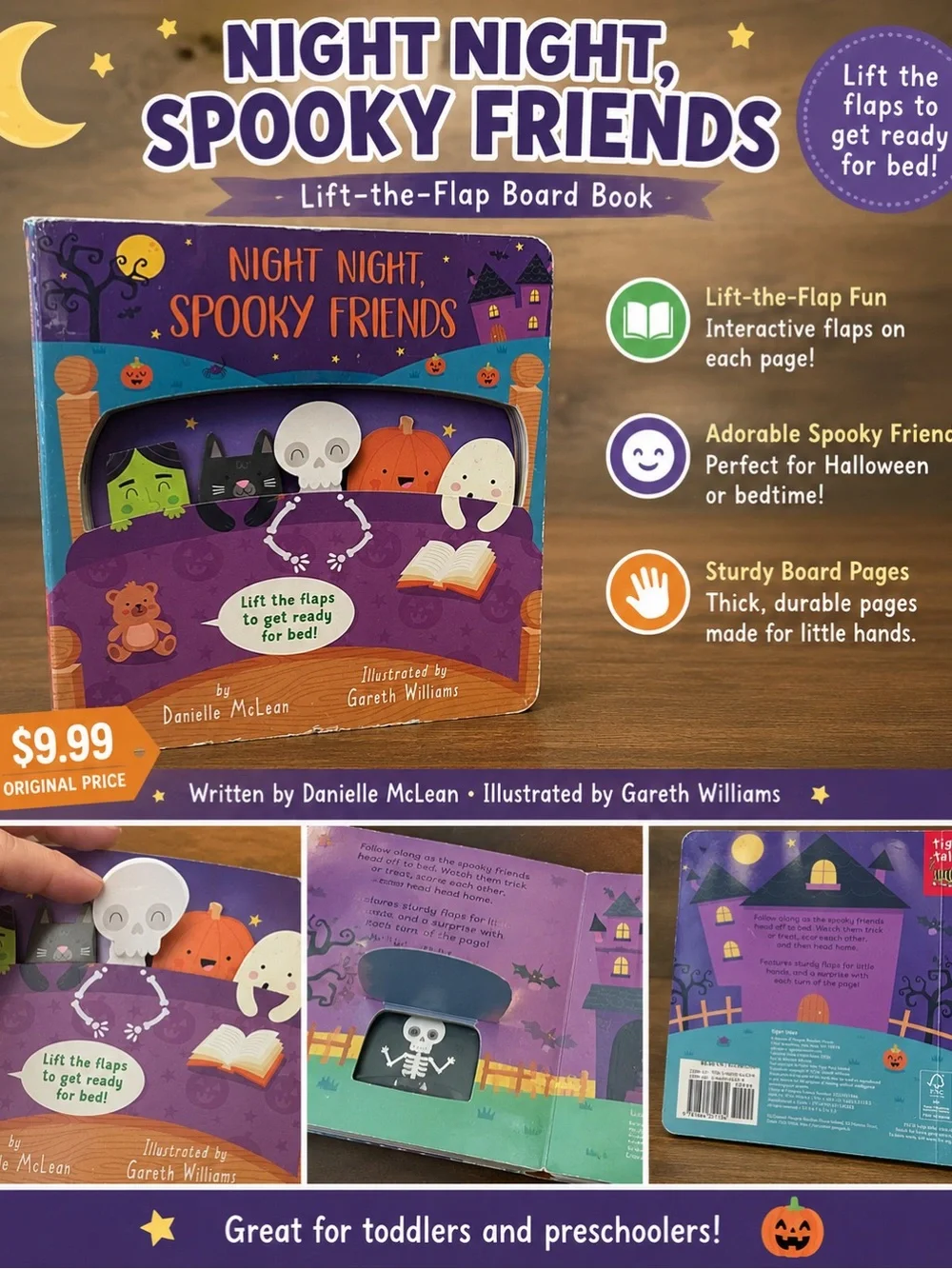 Night Night Spooky Friends Lift-the-Flap Board Book - Purple